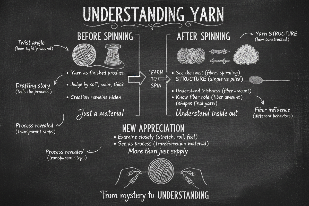 Blackboard diagram showing understanding yarn
