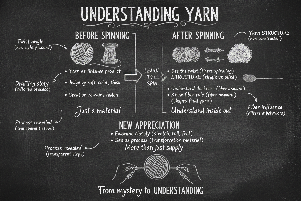 Blackboard diagram showing understanding yarn