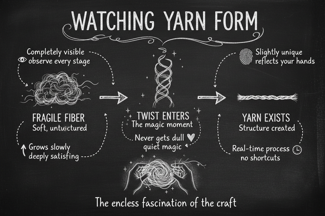 Blackboard diagram showing watching yarn form