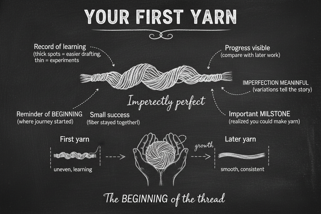 Blackboard diagram showing your first yarn