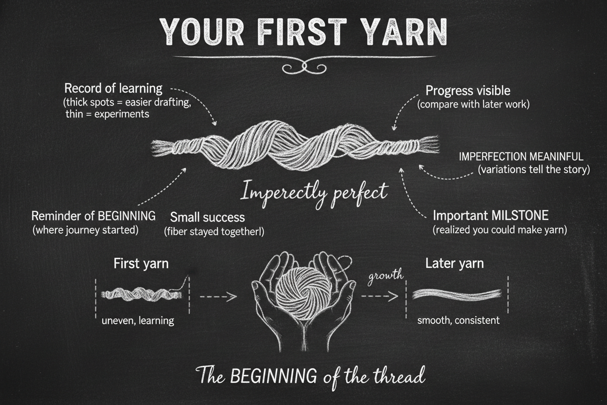Blackboard diagram showing your first yarn
