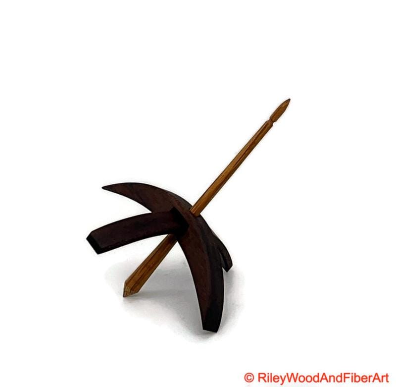 Medium Turkish Drop Spindle - Walnut Whorl with White Oak Shaft made by Riley Wood and Fiber Art