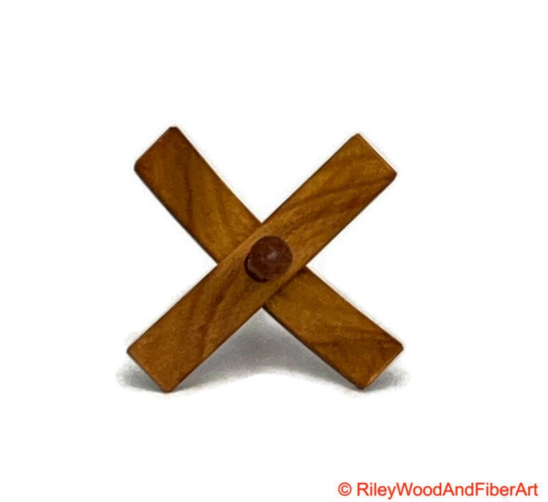 Mini Turkish Drop Spindle - Canary Whorl with Cherry Shaft made by Riley Wood and Fiber Art