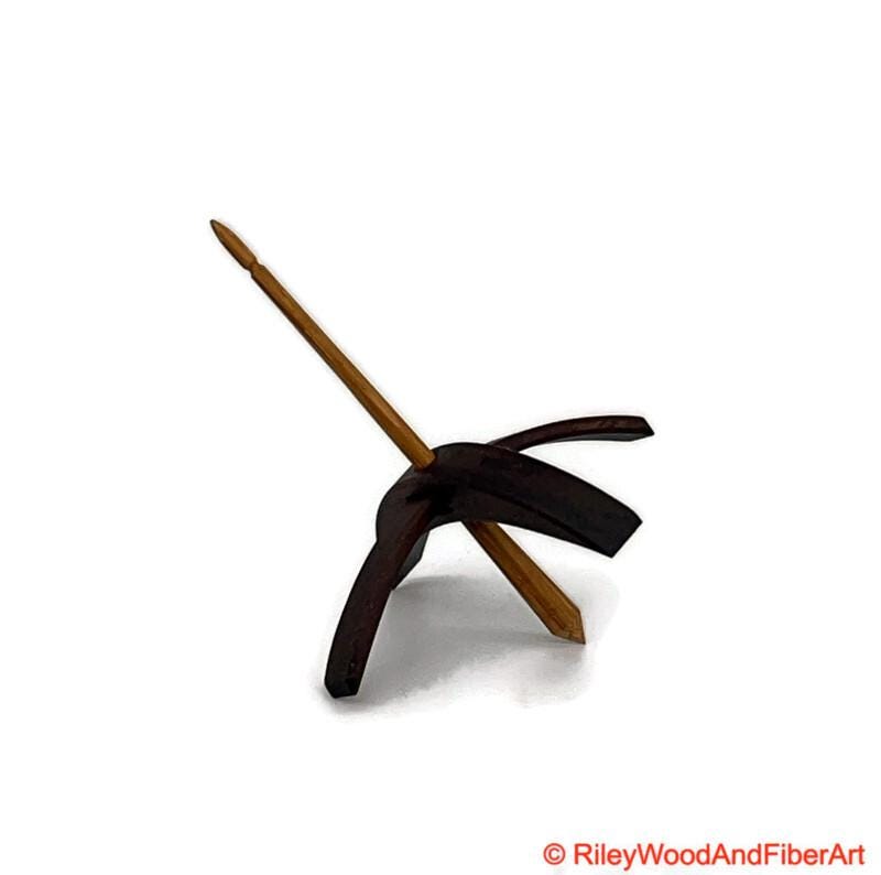Medium Turkish Drop Spindle - Walnut Whorl with White Oak Shaft made by Riley Wood and Fiber Art