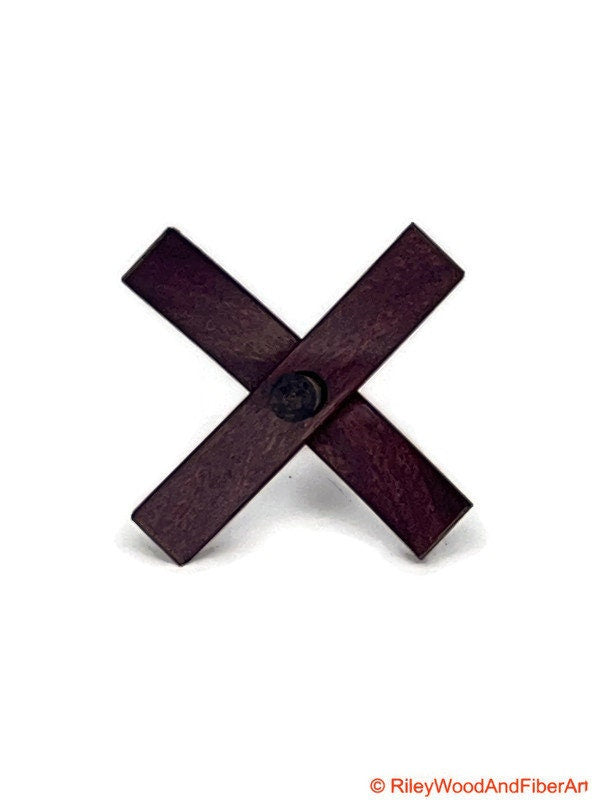 Mini Turkish Drop Spindle - Purple Heart Whorl with Chechen Shaft on white background