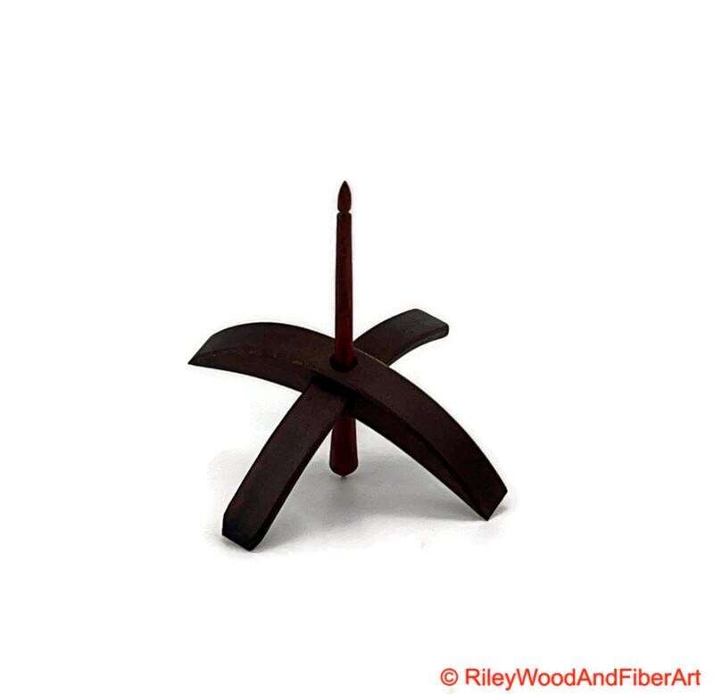 Medium Turkish Drop Spindle - Walnut Whorl with Red Heart Shaft made by Riley Wood and Fiber Art