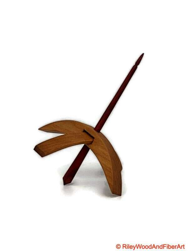 Medium Turkish Drop Spindle - Cherry Whorl with Red Heart Shaft made by Riley Wood and Fiber Art