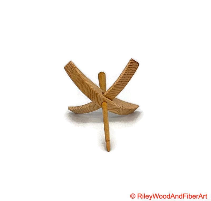 Medium Turkish Drop Spindle - Sitka Spruce Whorl with Maple Shaft made by Riley Wood and Fiber Art