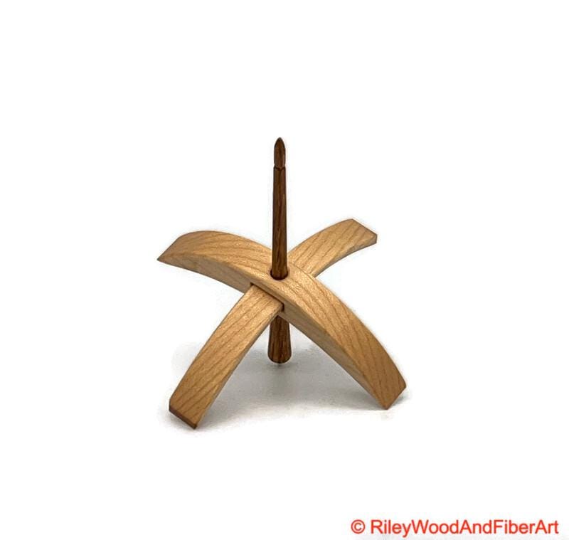 Medium Turkish Drop Spindle - Maple Whorl with White Oak Shaft made by Riley Wood and Fiber Art