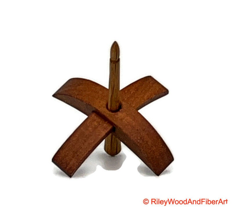 Mini Turkish Drop Spindle - Tzalam Whorl with White Oak Shaft Made by Riley Wood and Fiber Art