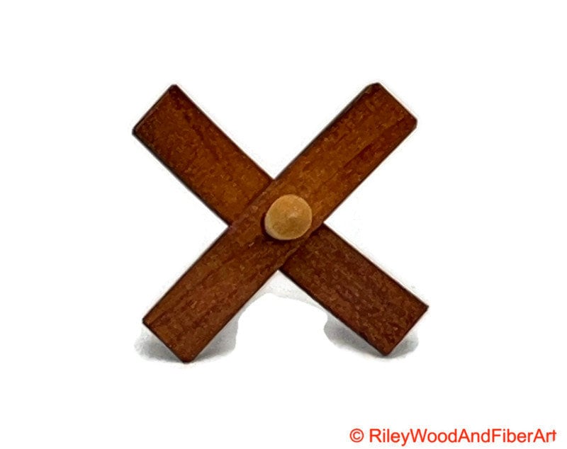 Mini Turkish Drop Spindle - Tzalam Whorl with Maple Shaft on white background