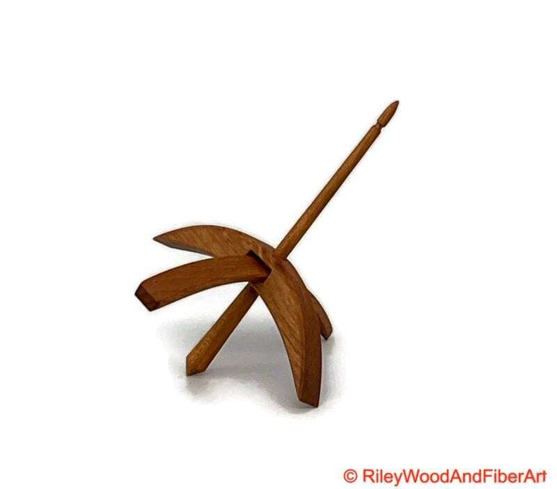 Medium Turkish Drop Spindle - Alder Whorl with Cherry Shaft made by Riley Wood and Fiber Art