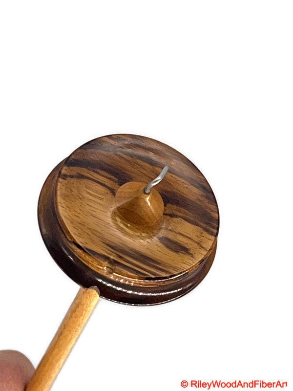 Top Whorl Drop Spindle - Zebra & Walnut - 20g Made by Riley Wood and Fiber Art
