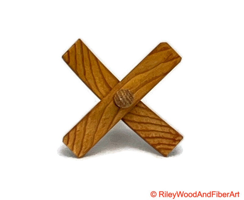 Mini Turkish Drop Spindle - Vertical Grain Douglas Fir Whorl with Hickory Shaft on white background