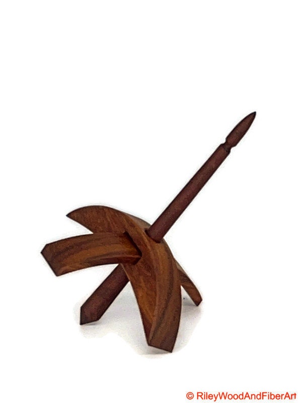 Mini Turkish Drop Spindle - Canary Whorl with Red Heart Shaft made by Riley Wood and Fiber Art