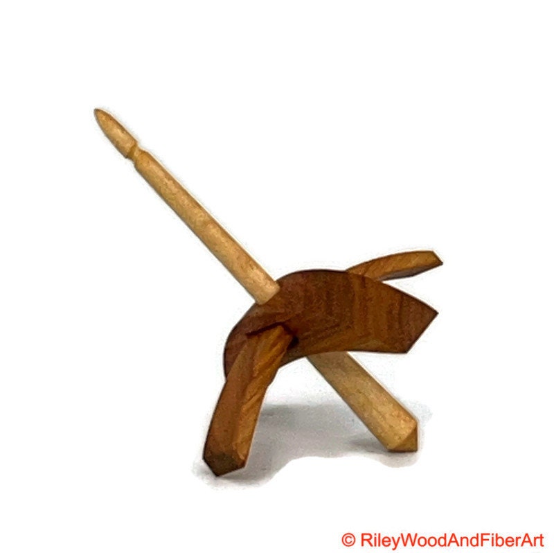 Mini Turkish Drop Spindle - Canary Whorl with Curly Maple Shaft made by Riley Wood and Fiber Art