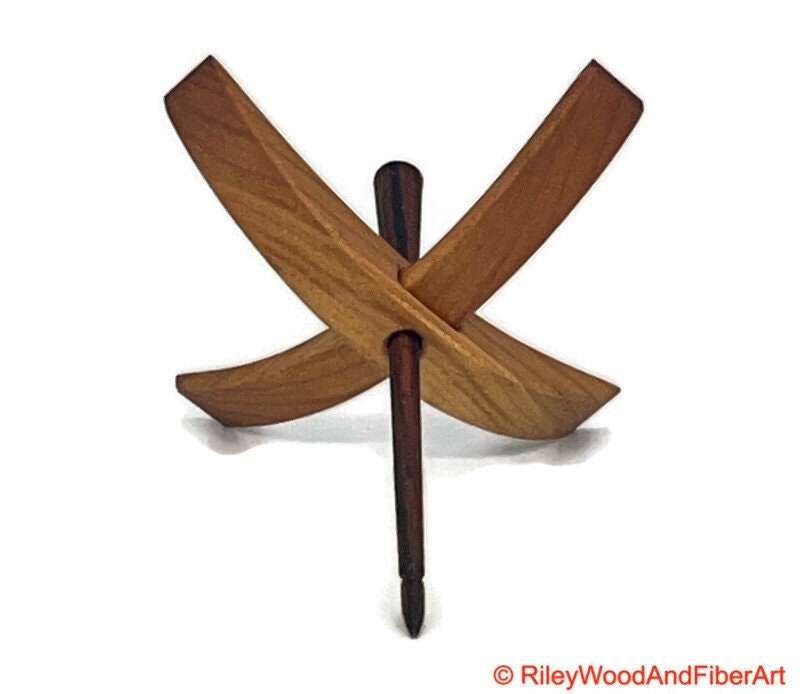 Medium Turkish Drop Spindle - Cherry at Demarcation Whorl with Jobillo Shaft made by Riley Wood and Fiber Art