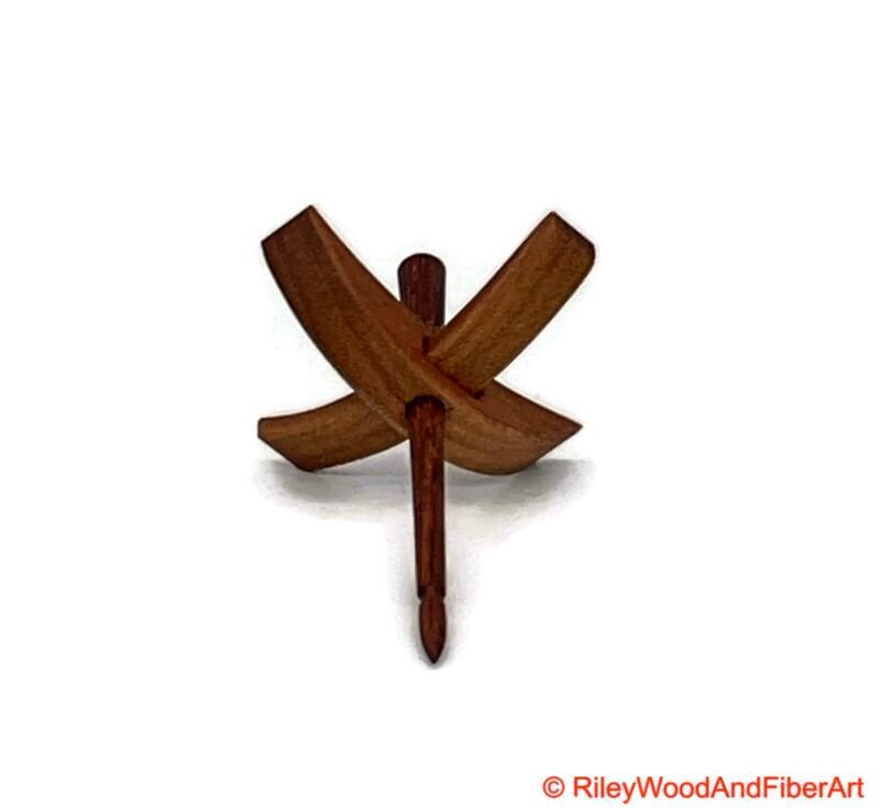 Mini Turkish Drop Spindle - Cherry Whorl with Cocobolo Shaft on white background