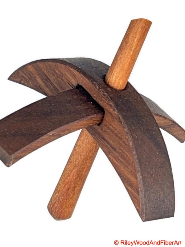 Mini Turkish Drop Spindle - Walnut Whorl with Maple Heartwood Shaft on white background