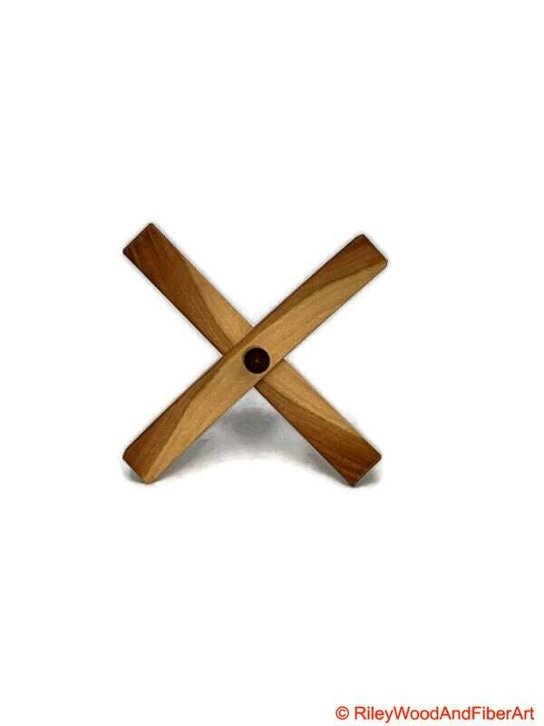 Medium Turkish Drop Spindle - Cherry at Demarcation Whorl with Red Heart Shaft made by Riley Wood and Fiber Art