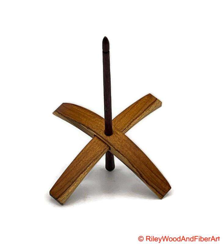 Mega Turkish Drop Spindle - Teak Whorl with Honduran Rosewood Shaft made by Riley Wood and Fiber Art