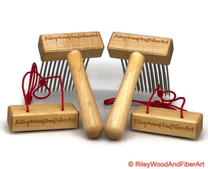Wool Combs with Covers made by Riley Wood and Fiber Art