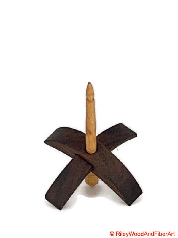 Mini Turkish Drop Spindle - Walnut Whorl with Maple Shaft Made by Riley Wood and Fiber Art