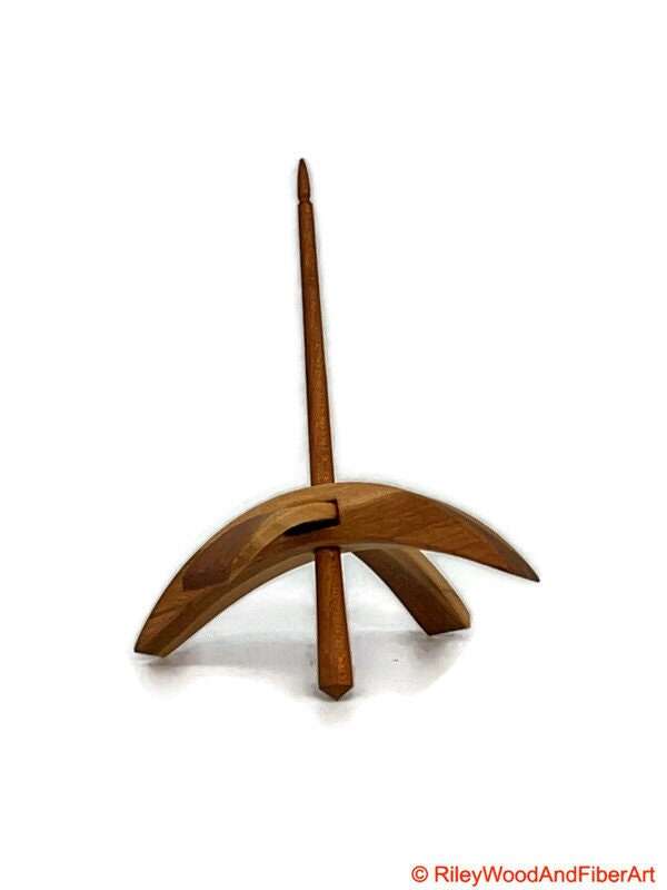 Medium Turkish Drop Spindle - Cherry at Demarcation Whorl with Cherry Shaft made by Riley Wood and Fiber Art