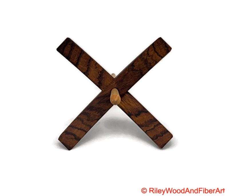Mega Turkish Drop Spindle - Quartersawn Zebra Whorl with Maple Shaft made by Riley Wood and Fiber Art