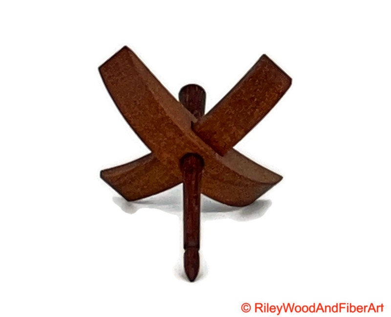 Mini Turkish Drop Spindle - Tzalam Whorl with Cocobolo Shaft on white background