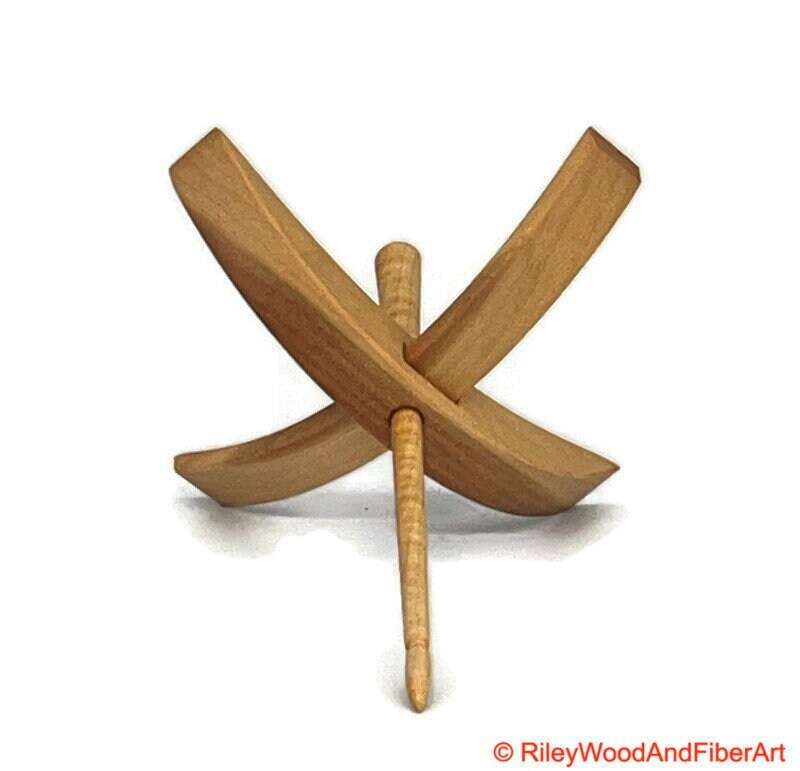 Medium Turkish Drop Spindle - Cherry at Demarcation Whorl with Curly Maple Shaft made by Riley Wood and Fiber Art