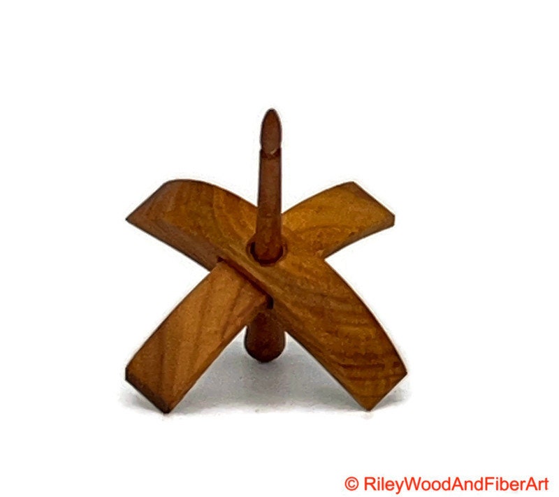 Mini Turkish Drop Spindle - Canary Whorl with Cherry Shaft made by Riley Wood and Fiber Art