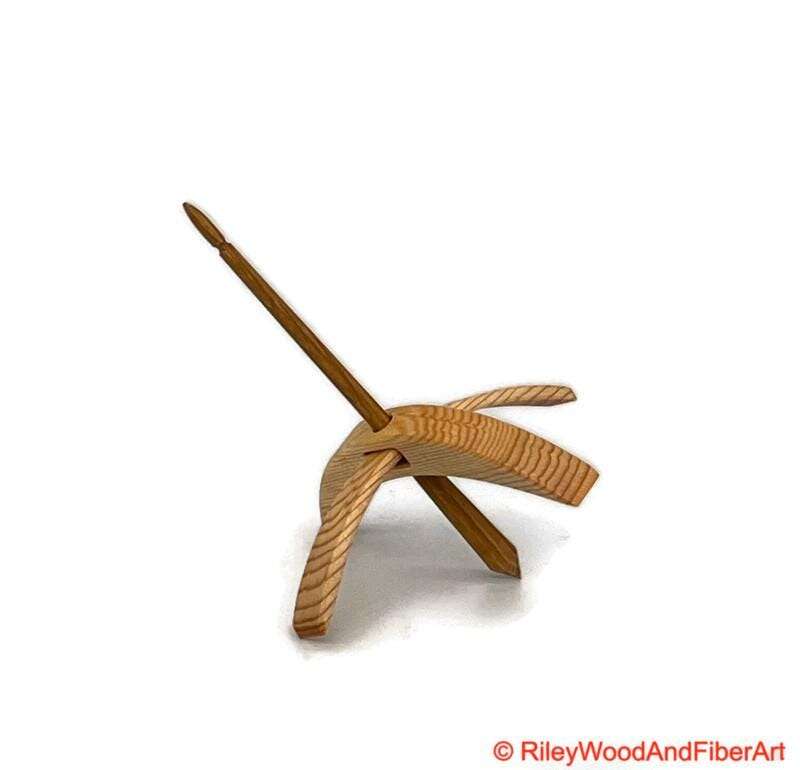 Medium Turkish Drop Spindle - Sitka Spruce Whorl with White Oak Shaft made by Riley Wood and Fiber Art
