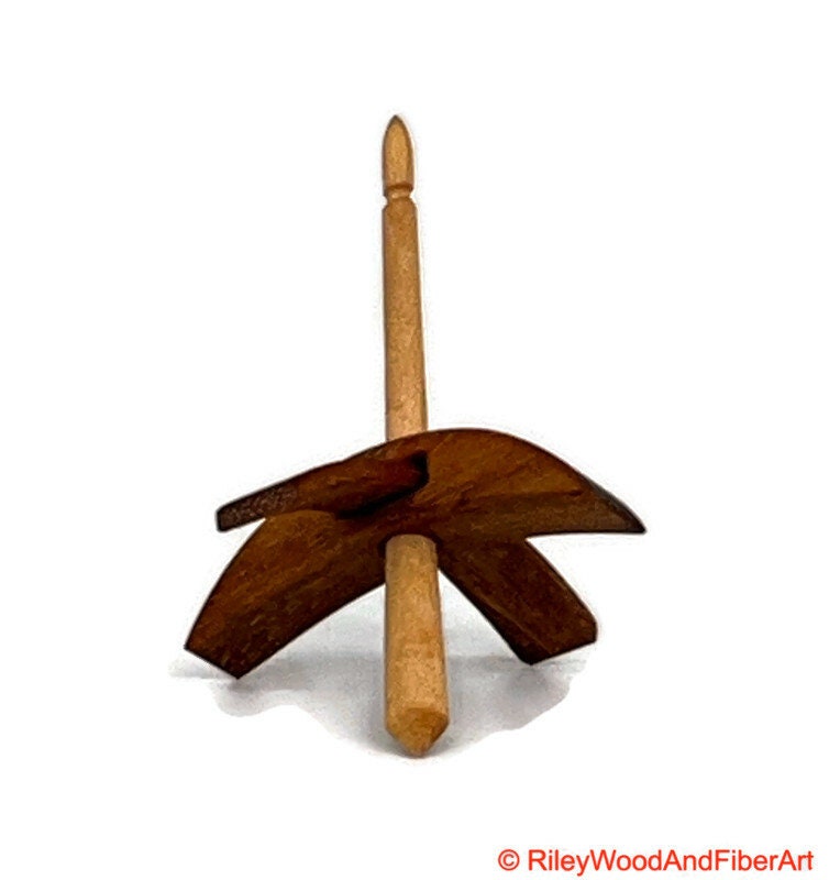 Mini Turkish Drop Spindle - Monkey Pod Whorl with Maple Shaft made by Riley Wood and Fiber Art