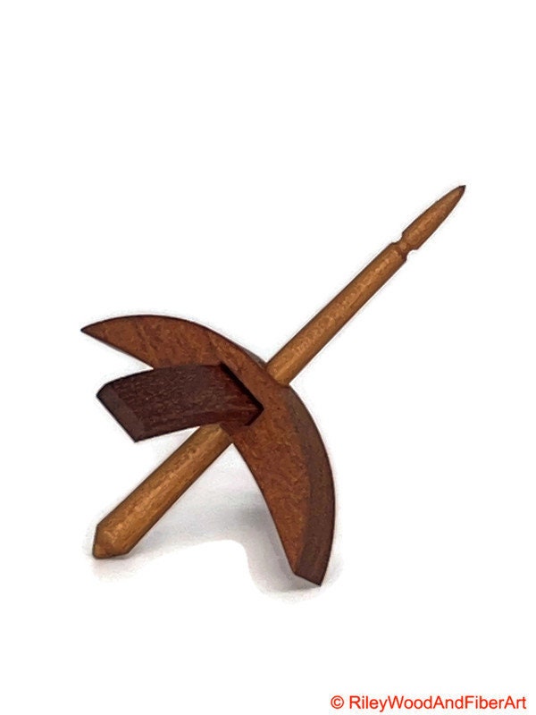 Mini Turkish Drop Spindle - Tzalam Whorl with Maple Heartwood Shaft Made by Riley Wood and Fiber Art