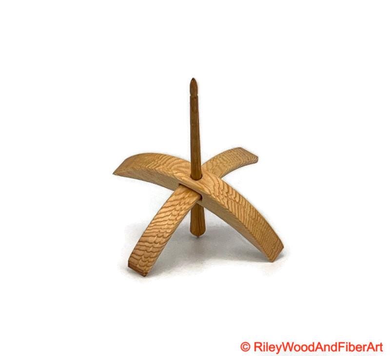 Medium Turkish Drop Spindle - Sitka Spruce Whorl with Hickory Shaft made by Riley Wood and Fiber Art