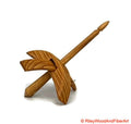 Mini Turkish Drop Spindle - Vertical Grain Douglas Fir Whorl with Hickory Shaft on white background