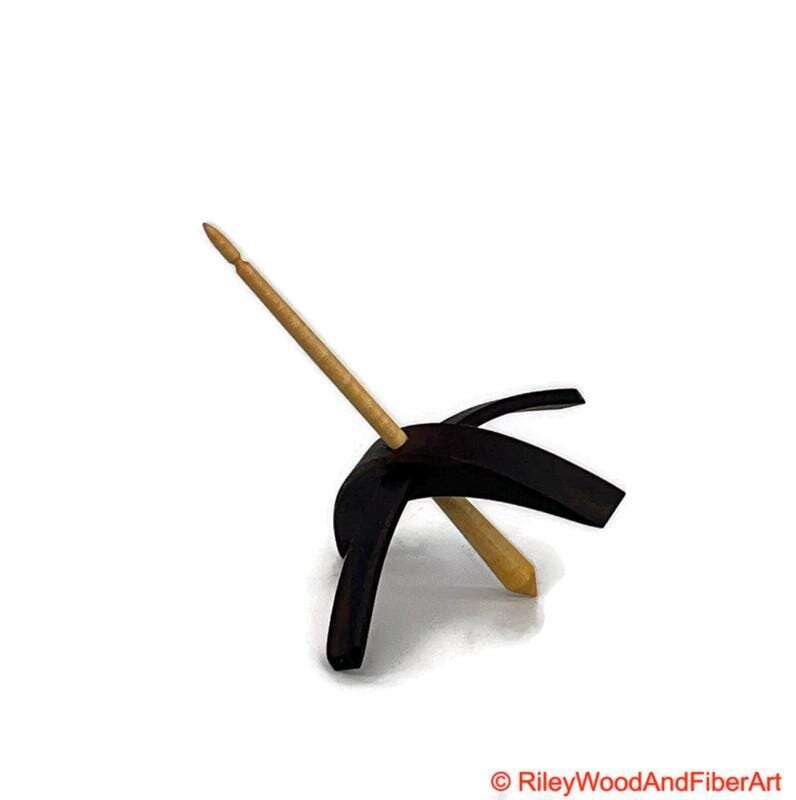 Medium Turkish Drop Spindle - Walnut Whorl with Curly Maple Shaft made by Riley Wood and Fiber Art