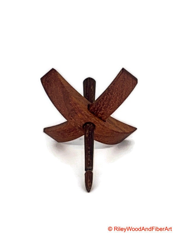 Mini Turkish Drop Spindle - Tzalam Whorl with Honduran Rosewood Shaft on white background