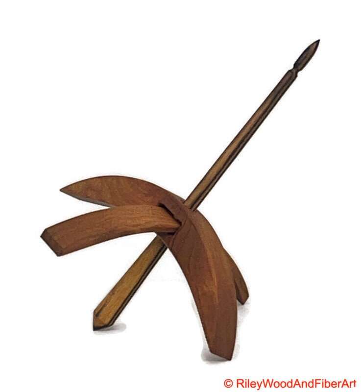 Medium Turkish Drop Spindle - Cherry Whorl with Black & White Ebony Shaft made by Riley Wood and Fiber Art