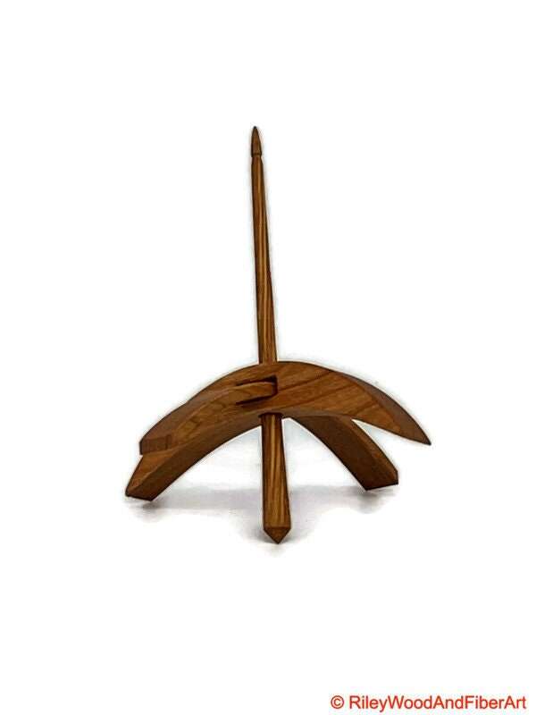 Medium Turkish Drop Spindle - Cherry Whorl with White Oak Shaft made by Riley Wood and Fiber Art