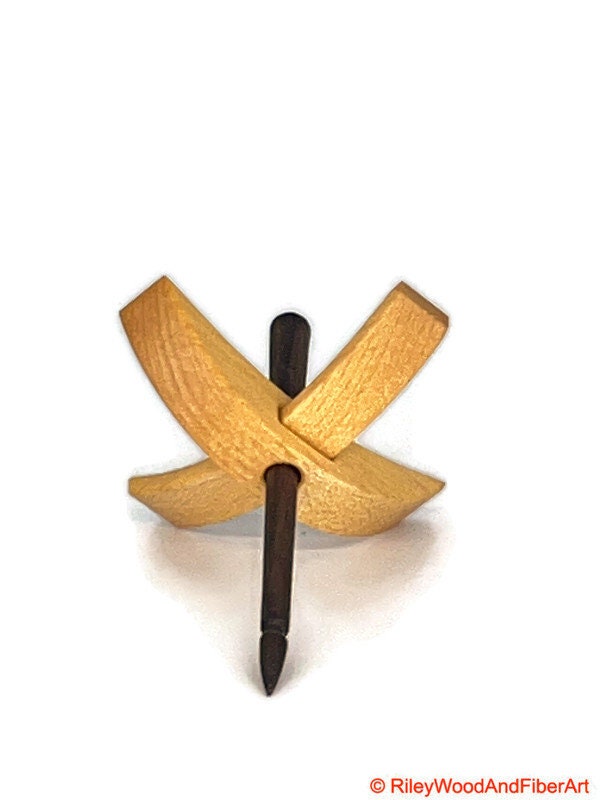 Mini Turkish Drop Spindle - Maple Whorl with Walnut Shaft made by Riley Wood and Fiber Art