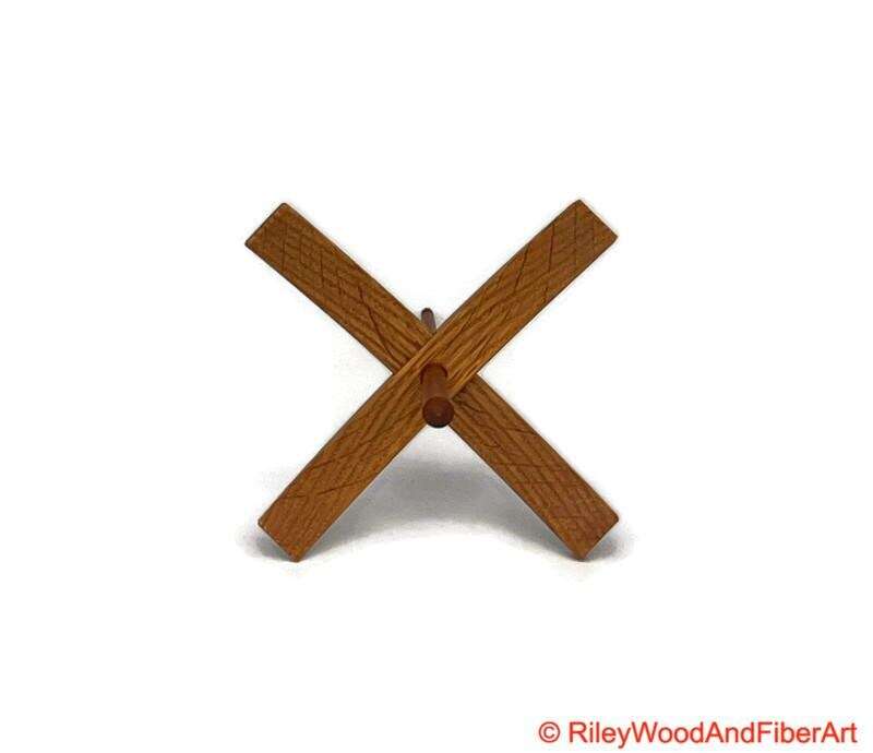 Mega Turkish Drop Spindle - Rift Sawn White Oak Whorl with Cherry Shaft made by Riley Wood and Fiber Art
