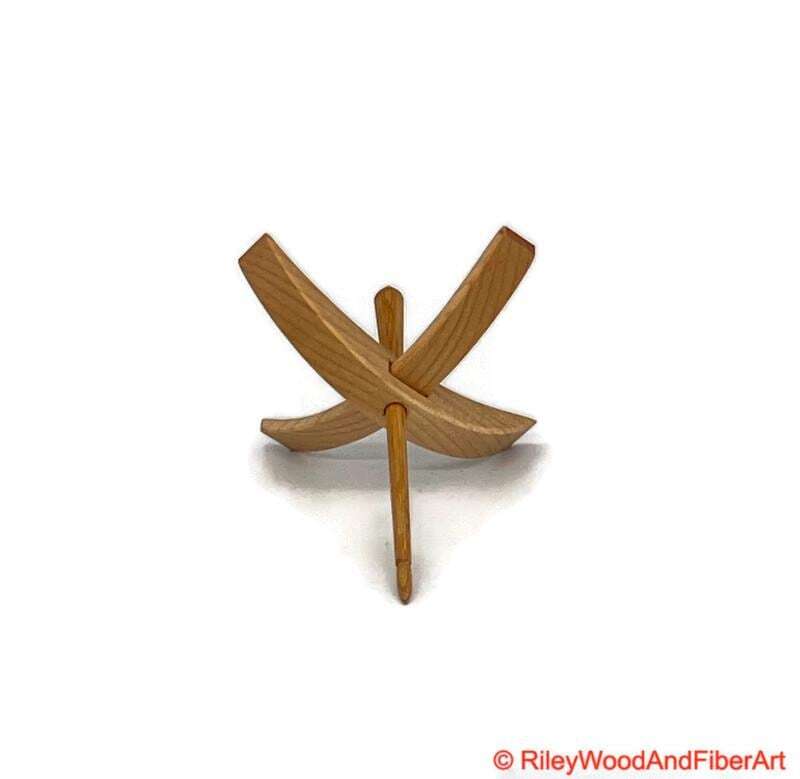 Medium Turkish Drop Spindle - Maple Whorl with Hickory Shaft made by Riley Wood and Fiber Art