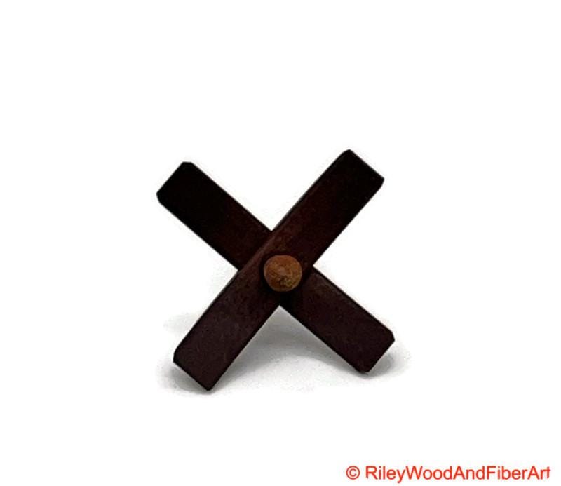Mini Turkish Drop Spindle - Walnut Whorl with Cherry Shaft on white background