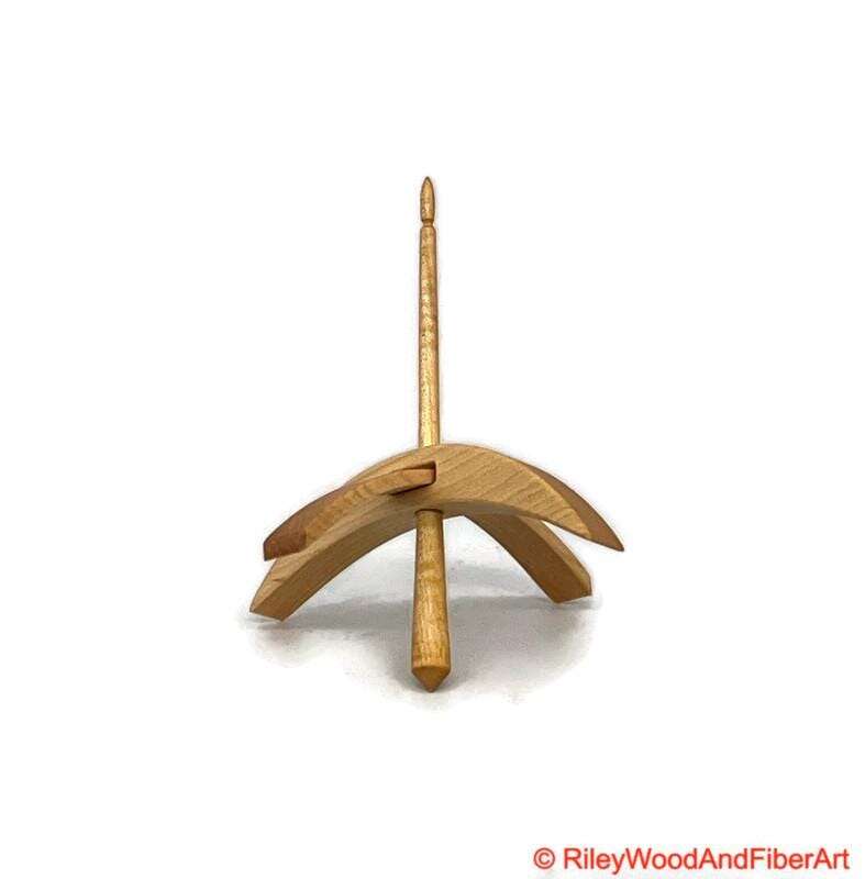 Medium Turkish Drop Spindle - Maple Whorl with Curly Maple Shaft made by Riley Wood and Fiber Art