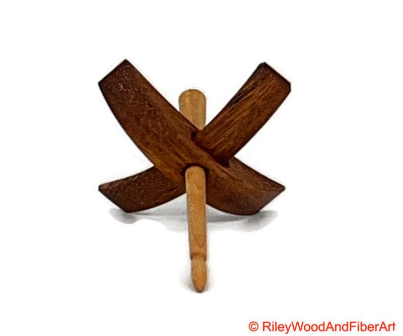 Mini Turkish Drop Spindle - Monkey Pod Whorl with Maple Shaft made by Riley Wood and Fiber Art