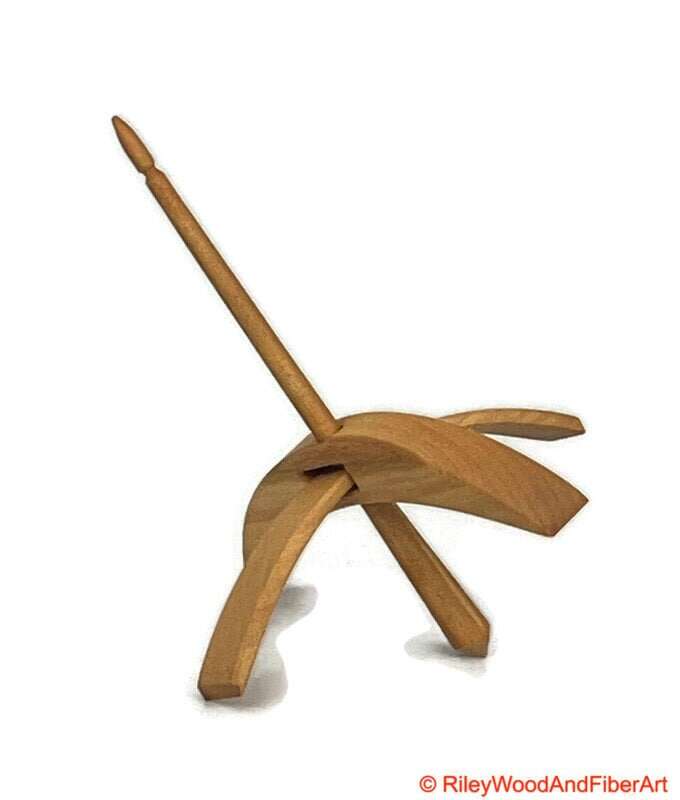 Medium Turkish Drop Spindle - Cherry at Demarcation mostly sapwood Whorl with Cherry Sapwood Shaft made by Riley Wood and Fiber Art