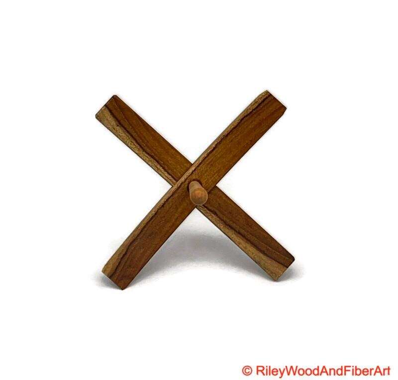 Mega Turkish Drop Spindle - Teak Whorl with Curly Maple Shaft made by Riley Wood and Fiber Art