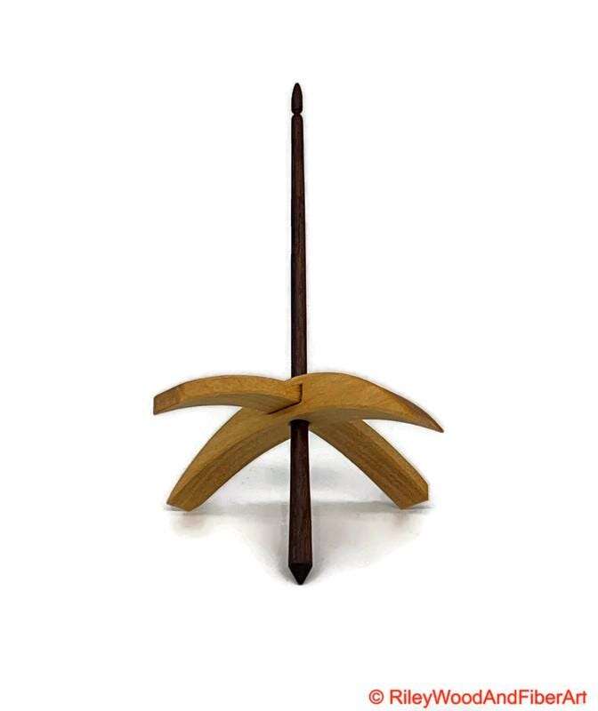 Mega Turkish Drop Spindle - Avodire Whorl with Walnut Shaft made by Riley Wood and Fiber Art